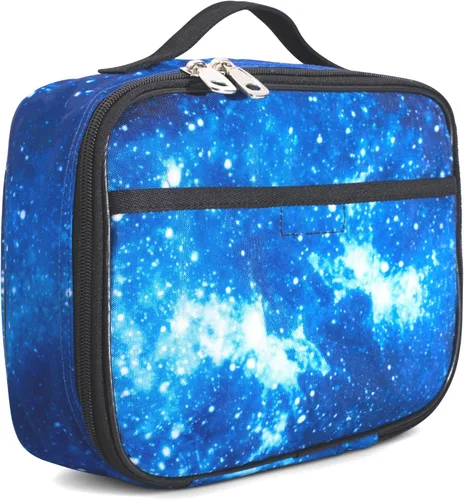 Vista 16 de Lonchera infantil de Fenrici, para niñas, adolescentes, mujeres, bolsa de almuerzo aislada, compartimentos de lados suaves, espaciosos, sin BPA Negro