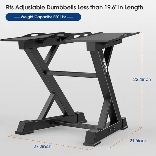 Vista 2 de Estante Ajustable para Mancuernas Estante de Pesas Resistente, Soporte de Almacenamiento de Mancuernas para Gimnasio en Casa con Base