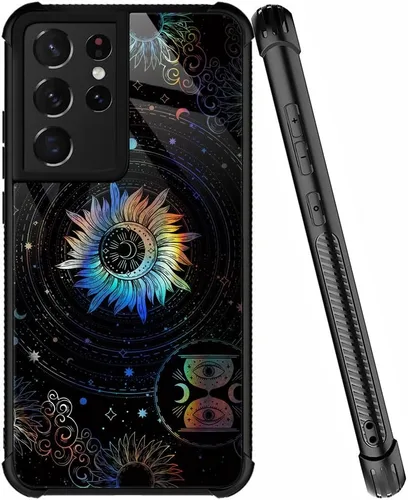 Vista 38 de ZHEGAILIAN Funda compatible con Samsung Galaxy S21, funda de vidrio orgánico para niñas, mujeres y hombres, diseño de cuatro esquinas, antiarañazos