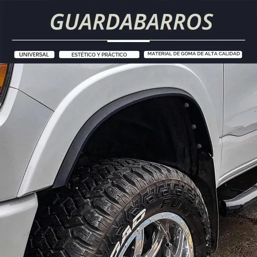 Vista 6 de Guardabarros flexibles de 2 pulgadas de goma para ruedas de vehículos - Fácil de instalar, 3.2 metros por rollo