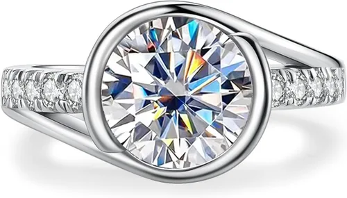 Vista 10 de Moissanite Engagement Ring, S925 Sterling Silver Wedding Bands for Women