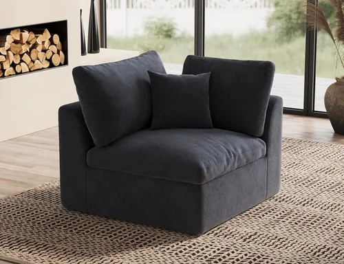Vista 17 de ohllob Sofás seccionales Cloud de 110 pulgadas para sala de estar, sofá deshuesado en forma de L con otomana, sofá modular de 3 plazas, color negro