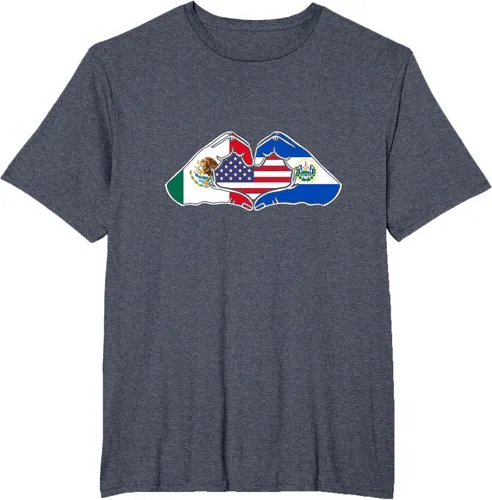 Vista 79 de Corazón manos México, El Salvador y Estados Unidos. Camiseta, Negro