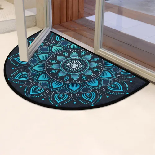 Vista 39 de Felpudo Semicircular de Animales Libélula Boho Lavable Tapete Semicírculo Antideslizante Absorbente Alfombras de Media Luna para Entrada