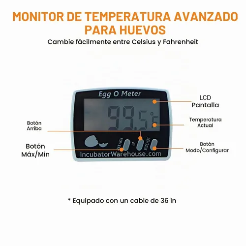 Vista 4 de Egg-O-Meter™ - Termómetro de huevo con pantalla digital grande con memoria mínima/máxima