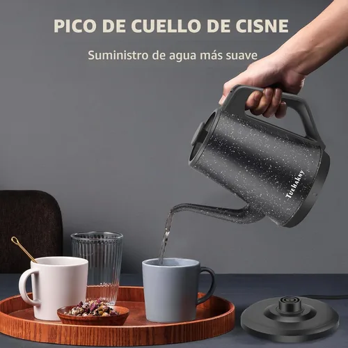 Vista 6 de Hervidor eléctrico de cuello de cisne 1L, 1000 W, acero inoxidable Negro clásico