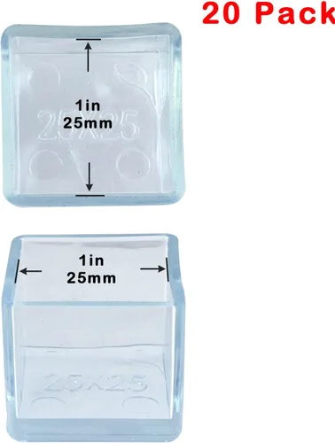 Vista 2 de Geesatis Paquete de 20 protectores de patas de silla para suelos de madera dura, protectores cuadrados de silicona transparente para patas de silla