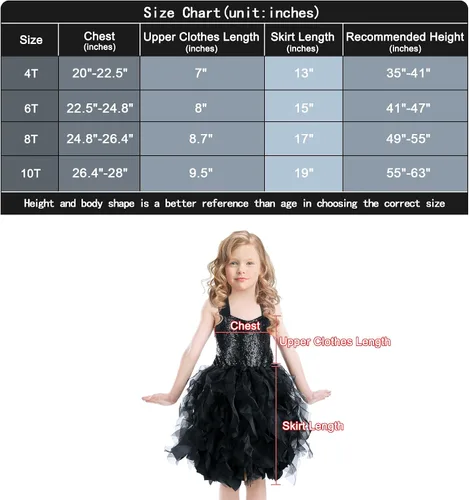 Vista 5 de Vestido tutú para niñas, vestido de tul con lentejuelas, vestido de princesa para niñas pequeñas, disfraz de fiesta de cumpleaños brillante