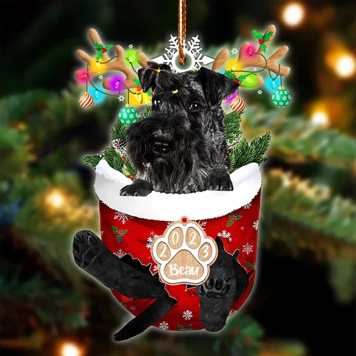 Vista 139 de NAZENTI Adorno Navideño de Bolsillo Personalizado de Affenpinscher en la Nieve, Adorno de Forma Acrílica de Perro, Adorno de Navidad 2023, Adorno
