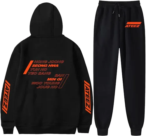 Vista 2 de babyhealthy Kpop Ateez Album Sweatshirt Pant Set Wooyoung San Mingi Yeosang Hoodie Sweatpant Suit