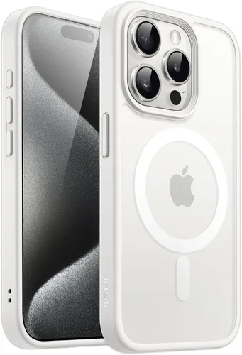 Vista 16 de JETech - Carcasa magnética mate para iPhone 15, color negro Compatible con MagSafe, parte trasera mate translúcida, protección delgada a prueba