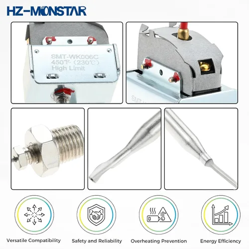 Vista 7 de Interruptor de freidora de termostato de límite alto PP10084 Lchmo5030 Compatible con freidora Pitco, caja de cosas MPT de rosca de 1/4 pulgadas