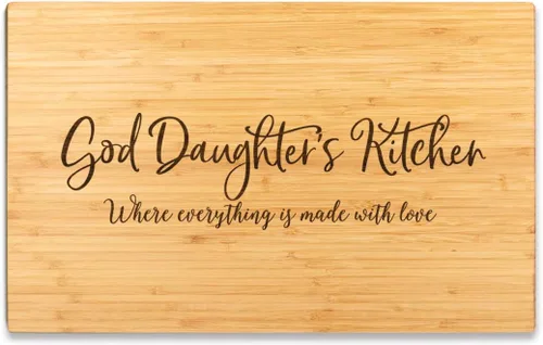 Vista 25 de Andaz Press Tabla de cortar grande de madera de bambú, 17.75 x 11 pulgadas, Aunt's Kitchen Where Everything is Made With Love, 1 paquete, tabla