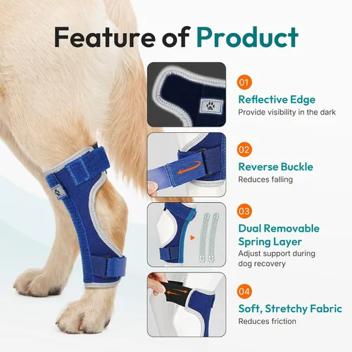 Vista 3 de Dog Leg Brace for Hock Joint, Dog Splint Ankle for Arthritis, Sprains S Azul