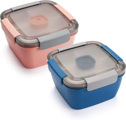 Vista 9 de Freshmage - Recipientes de ensalada para llevar, tazones de 52 oz con 3 compartimentos, recipiente para aderezos para aderezos, para hombres