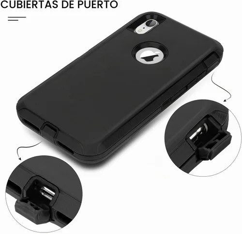 Vista 3 de MAXCURY Funda para iPhone XR, funda protectora de cuerpo completo resistente con absorción de golpes para iPhone 10R, parachoques de PC duro +