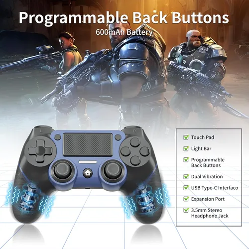Vista 7 de Bidfoce Controller for Ps4 Remote Control Compatible with Playstation 4SlimProPC, Wireless Gaming Controllers with Double Vibration6-Axis Motion