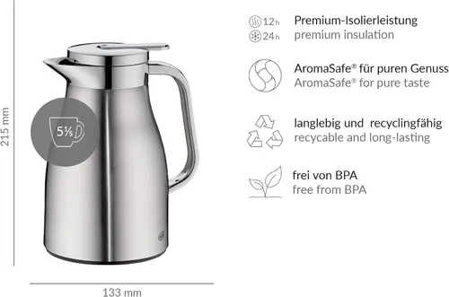 Vista 6 de ALFI Jarra de vacío, Cuerpo, Acero inoxidable mate, 0.65l