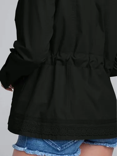Vista 6 de Chaquetas ligeras para mujer, chaquetas militares, con ribete de encaje, chaquetas Anorak