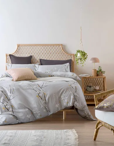 Vista 8 de Eikei Juego de 3 piezas de ropa de cama de algodón de 3 piezas con estampado de ramas florales de cerezo rojo cerezo estilo oriental japonés