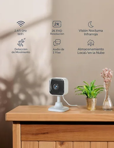 Vista 2 de GNCC Cámara de seguridad interior 2K para el hogar, cámara para mascotas con WiFi de doble banda, mini cámara para perros con aplicación