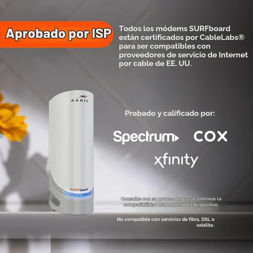 Vista 4 de ARRIS SURFboard S33 DOCSIS 3.1 - Módem de cable Multi-Gig Puertos Ethernet de 2.5Gbps + 1Gbps Funciona con Xfinity, Cox, Spectrum Para planes