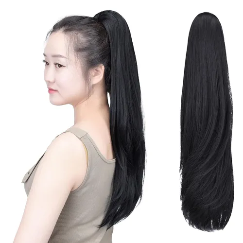 Vista 12 de SYXLCYGG Auburn Clip Cola de caballo Clip Cola de caballo Extensión de cola de caballo ondulado 10 pulgadas 3.5 oz pelo sintético falso pieza