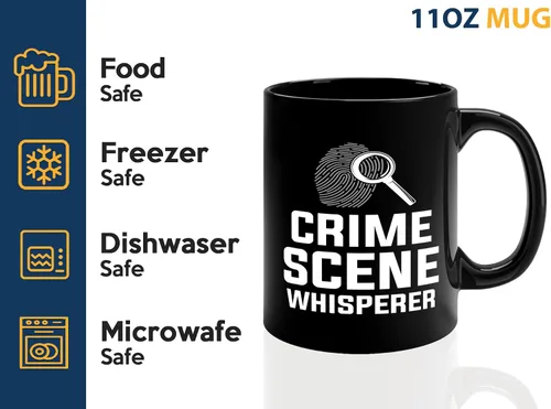 Vista 4 de Taza de café de detective de 11 onzas, color negro, susurrador de escena del crimen, oficial de policía, patrulla policial, detective, policía