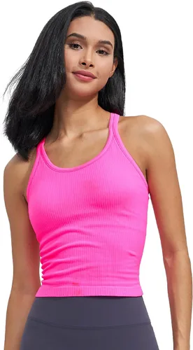 Vista 102 de sphinx cat - Camiseta corta de entrenamiento para mujer, camiseta sin mangas, acanalada, con espalda cruzada y brasier integrado
