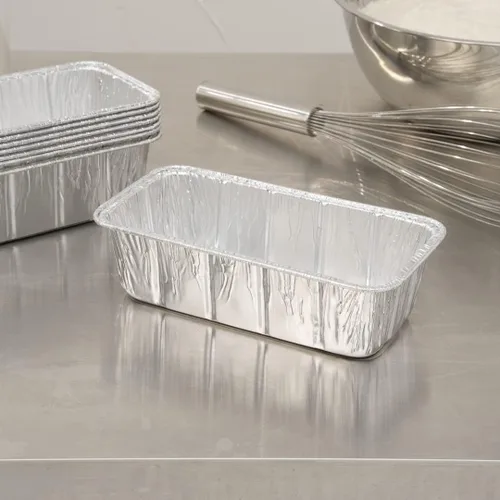 Vista 4 de Restaurantware Pastry Tek - Paneras de 8.5 x 4.3 pulgadas, 25 sartenes de aluminio listas para horno, 2 libras, congelables, de aluminio plateado