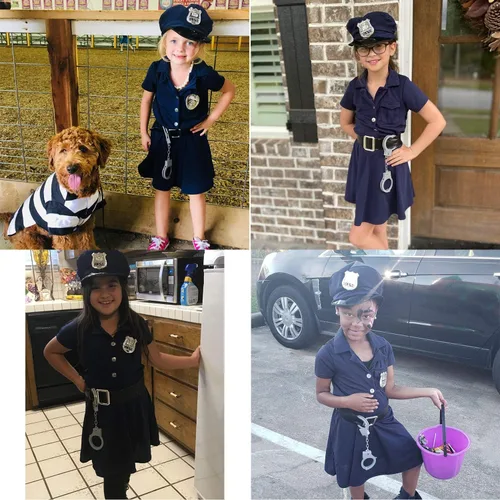 Vista 2 de Doxrmuru Girls Police Costume Halloween Dress up Cop Costume for Kids
