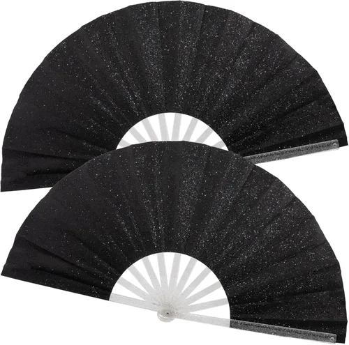 Vista 21 de Ventilador plegable de mano grande, botas en el suelo, abanicos decorativos plegables de manivela para bailes, fiestas, bodas, festivales de música