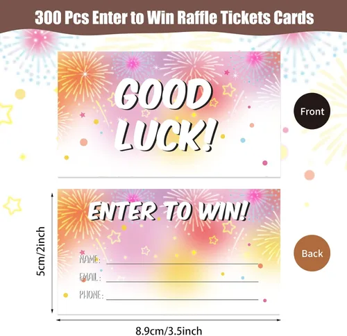Vista 2 de 300 tarjetas coloridas para sorteos de entrada para ganar, tarjetas de boletos de 3.5 x 2 pulgadas para concursos, subastas, rifas, urnas
