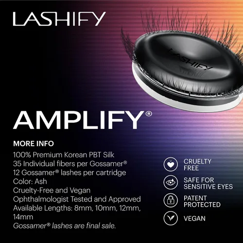 Vista 6 de Lashify Amplify - Extensiones de pestañas Gossamer de 0.47 pulgadas, color ceniza, pestañas postizas para un aspecto natural