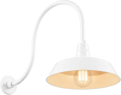 Vista 43 de 14 pulgadas. RLM Warehouse - Pantalla con brazo de cuello de cisne y bombilla Led A19 5000K de 9W Negro satinado (paquete de 1)