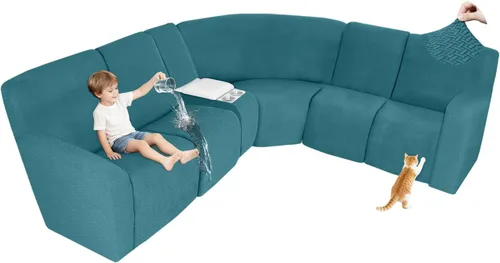 Vista 83 de ALIECOM Fundas 100% impermeables para sofá seccional reclinable, forma de L, elásticas, para esquina, funda para sofá seccional reclinable, lavable