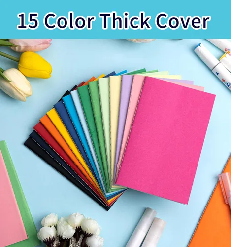Vista 3 de Paquete de 150 mini cuadernos coloridos de bolsillo en blanco, diarios a granel, cuadernos pequeños de 3.5 x 5.5, 30 hojas/60 páginas, mini