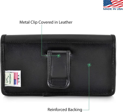 Vista 2 de Turtleback Funda diseñada para iPhone 11 Pro Max (2019) y iPhone Xs MAX (2018), funda de piel negra con clip ejecutivo para cinturón, horizontal