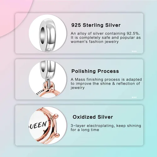 Vista 238 de LUXILLA Abalorio de plata de ley 925 para madre, hija, abuela, para familia, amor, madre, hija, abuela, para pulseras, collares, dijes, abalorios