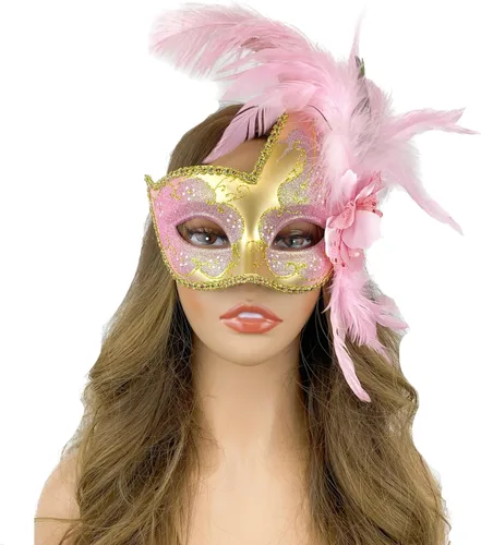 Vista 24 de Máscara de plumas venecianas para mujer, disfraz de Halloween, Mardi Gras, cosplay, fiesta de boda