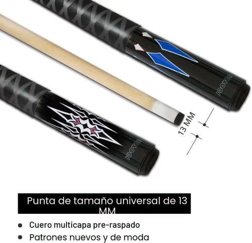 Vista 5 de Juego de palos de billar Joovon de 4 y juego de palos de billar de 2 con punta de taco de 13 mm, taco de billar de 58 pulgadas con funda