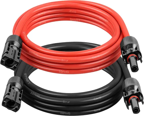 Vista 9 de XRDS -RF Cable de extensión solar 8AWG 3FT paquete de 2 unidades (rojo + negro), cable fotovoltaico con conectores solares macho/hembra, cable