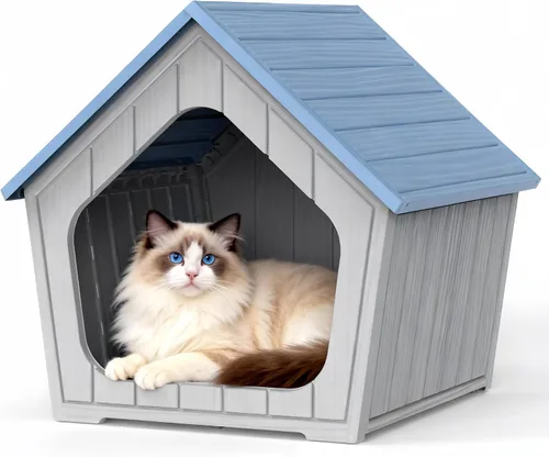 Vista 12 de VIXZEN Casa para gatos al aire libre resistente a la intemperie, diseño de mesa auxiliar multifuncional, casas para gatos con garra para gatos al