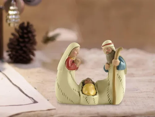 Vista 5 de MeritMode Miniatura Figura Sagrada Familia Nacimiento - Figura Religiosa Pintada a Mano de José, María con Bebé Jesús para Escena de Nacimiento