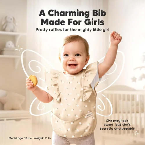 Vista 2 de KeaBabies Baberos impermeables para bebé niña, niño – Paquete de 2 baberos ligeros y grandes para comer, atrapador de comida portátil, esenciales