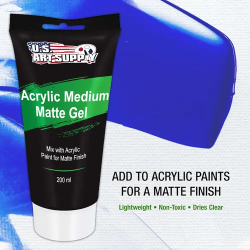 Vista 2 de U.S. Art Supply Gel acrílico transparente medio mate, 6.8 fl oz, tubo (6.7 onzas), aumenta la viscosidad y transparencia en pinturas acrílicas