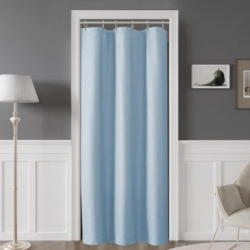 Vista 21 de OVZME Cortina de ducha de tela Berry Stall de 36 x 72 pulgadas, suave y gofre, pequeña cortina de ducha negra para baño con textura para un