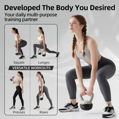 Vista 8 de RUNWE Soft Kettlebell - Sand Filled Kettlebell Cushioned Impact-Resistant Base Options for 25, 20, 15, 10 and 5 LB, Safety Guaranteed Ideal for Men
