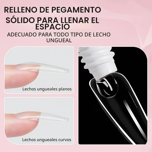 Vista 3 de AILLSA Kit de uñas de gel sólido pegamento para uñas para uñas postizas acrílicas, kit de extensión de uñas de gel con lámpara de uñas