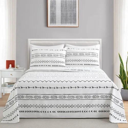 Vista 49 de Marina Decoration Ropa de cama ultra suave y sedosa con bolsillo profundo con estampado rico de rayón derivado de bambú para todas las estaciones